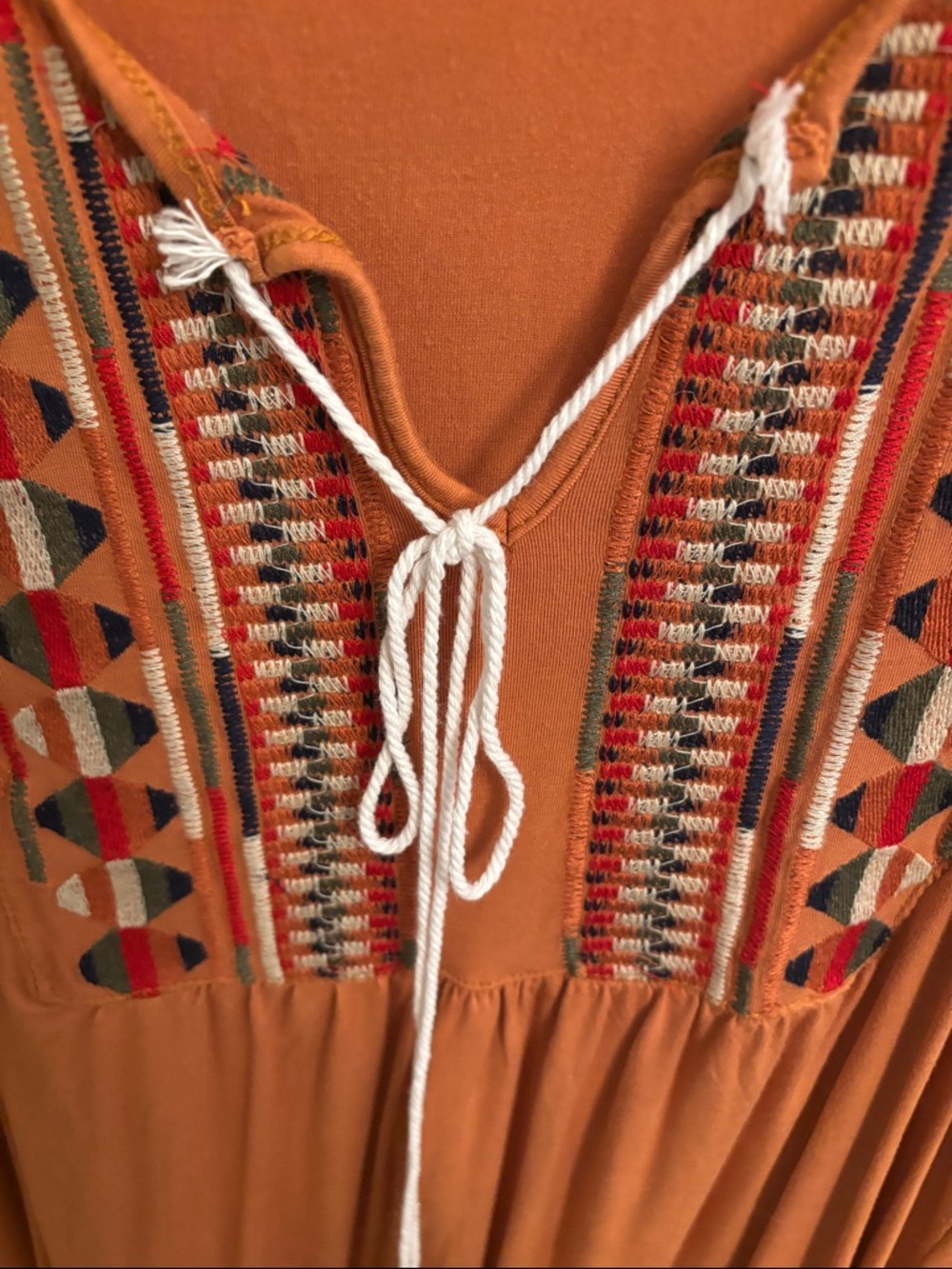 POL Burnt Orange Embroidered Tank with Tassel Tie - Picture 3 of 3